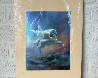 Vintage Pegasus Foil Art | Flying Horse Foil Painting