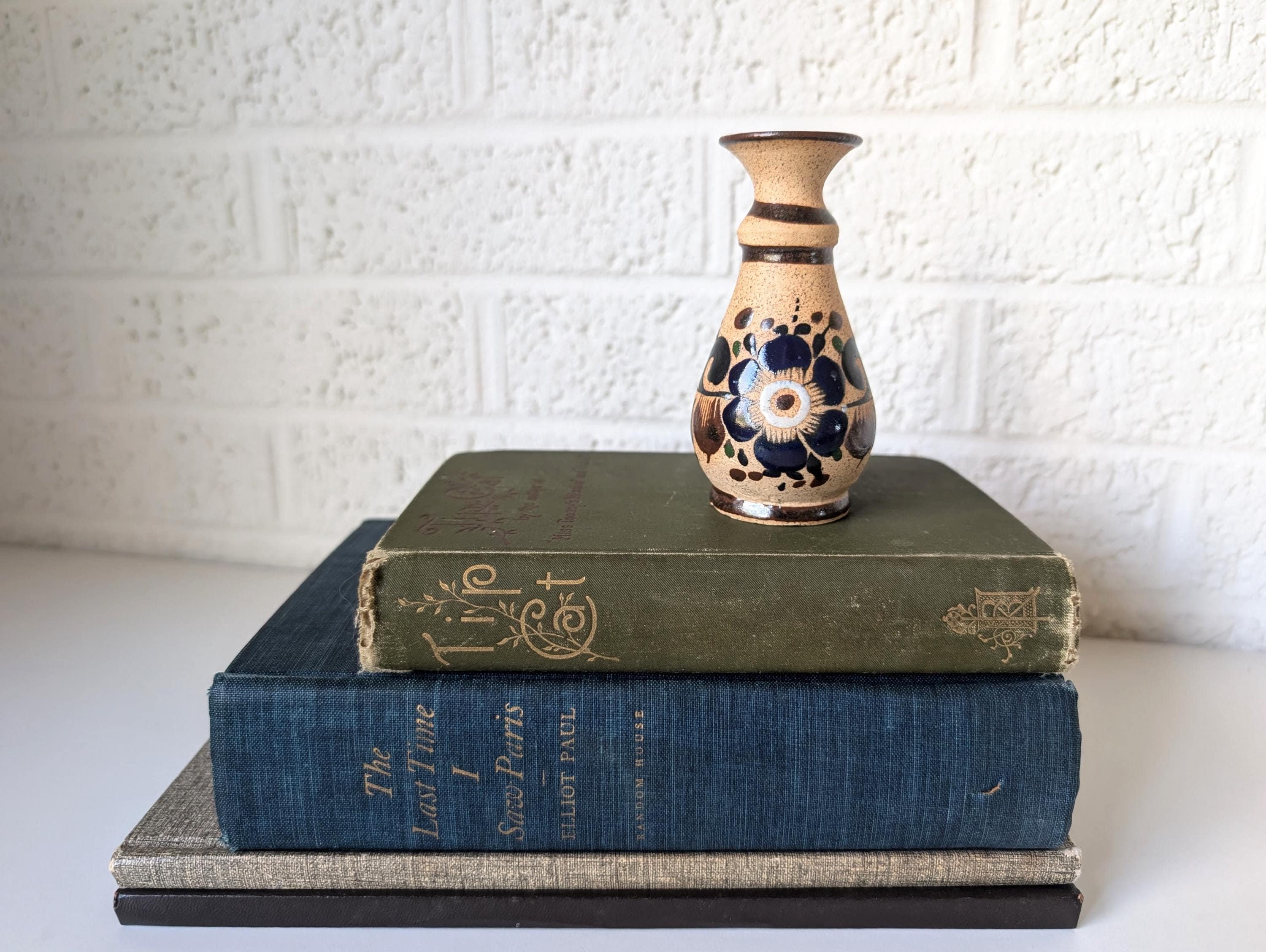 小さなヴィンテージ トナラ メキシコ陶器花瓶 | 手描きの民芸品