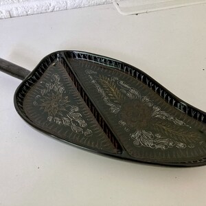 Vintage geätzte Lackschale | Blatt-Teller