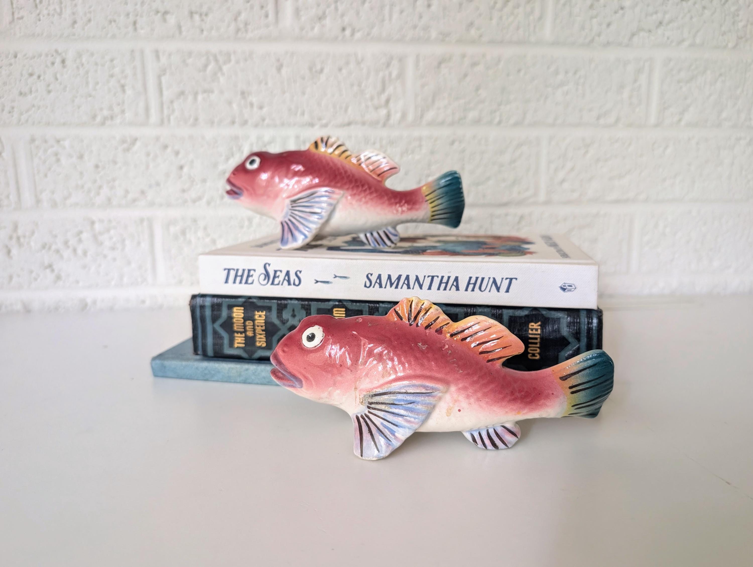 Vintage Fish Shaped Salt and Pepper Shakers | Japan | Colorful