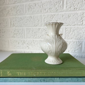 Vintage Lenox Bud Vase with Leaf Pattern and Gold Accent