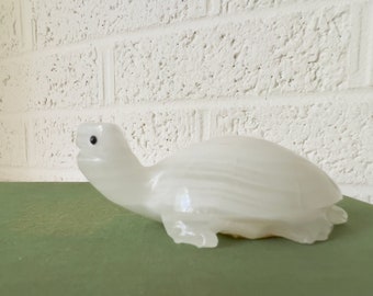 Vintage Carved Onyx Turtle Figurine | Made in Mexico