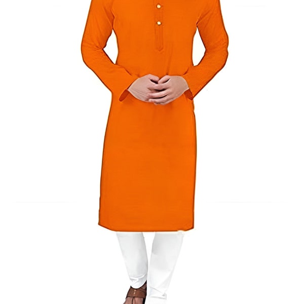 Pyjama kurta diwali pour hommes, ensemble pyjama kurta orange blanc, mode Diwali pour hommes, tenues de festival ethnique indien, vêtements de fête indiens pour hommes