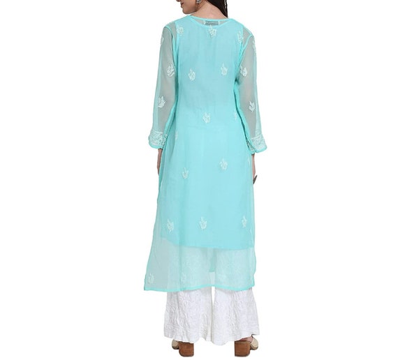 Aqua Blue Fashion Kurtis Online Shopping for Women at Low Prices