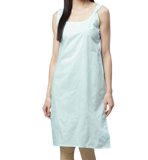 Full Length Camisole Ladies Slips Inner Wear Women Blue Cotton Vest Slip  for Top