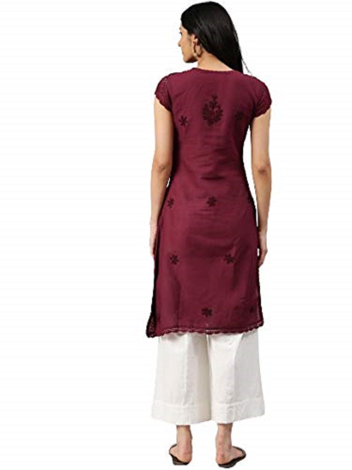 Maroon Short Sleeve Women Cotton Kurta Beautiful Hand Etsy