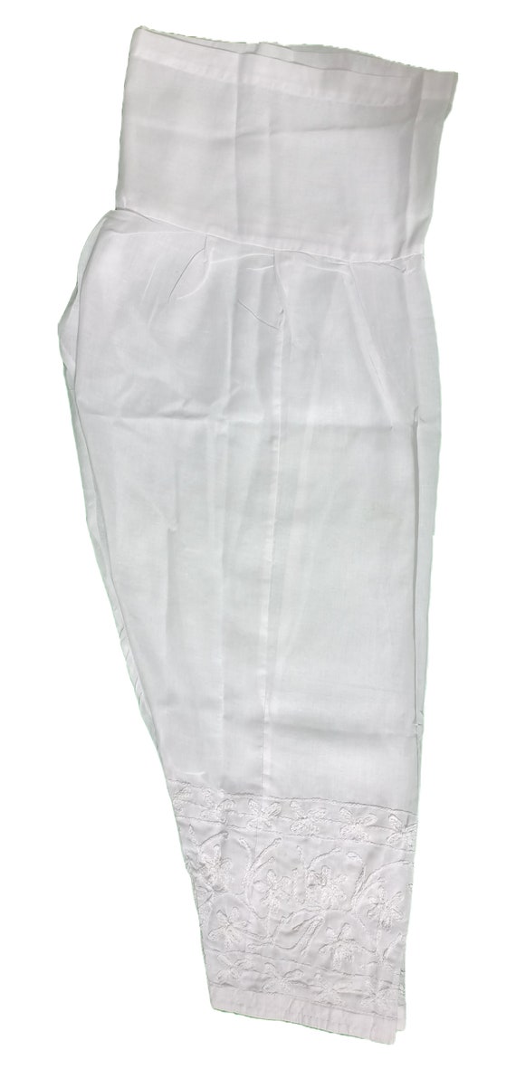 WHITE EMBROIDERED NARROW SALWAR | Pants women fashion, Fashion pants,  Embroidered pants