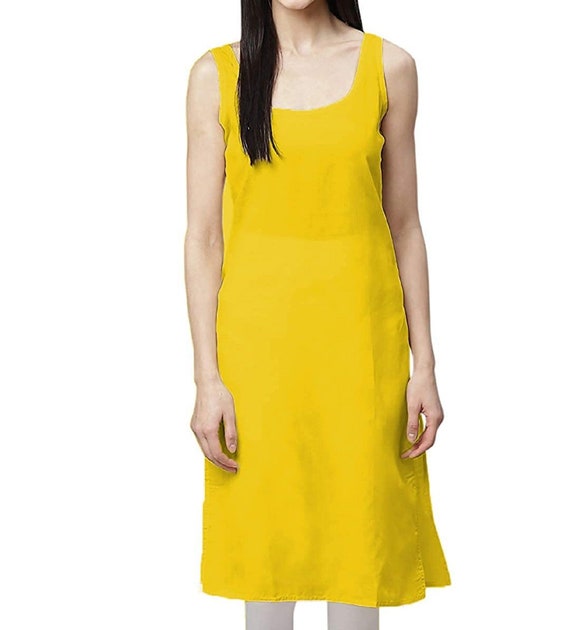 Women Inner Slip, Yellow Color Cotton Long Camisole Slip, Underdress for  Sheere Dresses, Full Length Long Inner Wear Women, Daily Sleepwear -   Canada