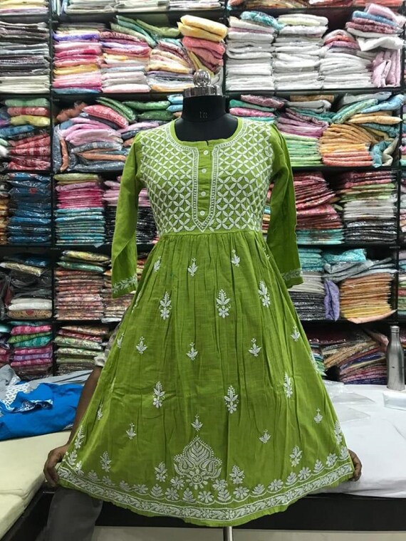 KALPANA RAYON FABRIC WITH KHADI GOLD PRINT Kurti Reyon Kurti Online