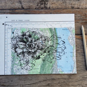 Tableau - oeuvre originale réalisée à la main en matériaux revalorisés pour décoration murale -  Succulentes