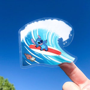 Surfing Stitch sticker | pudge the fish sticker | laptop sticker | decal