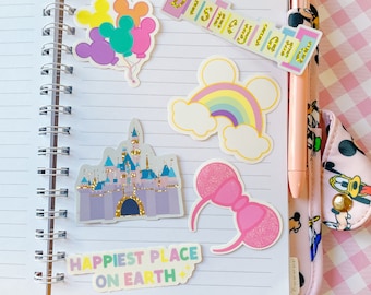 Disneyland sticker bundle  | minnie ears sticker | castle sticker | mickey balloons sticker | happiest place on earth sticker | Disney sign