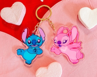 Stitch and Angel Keychain | Disney keychain | Mickey bag charm | Mickey keychain