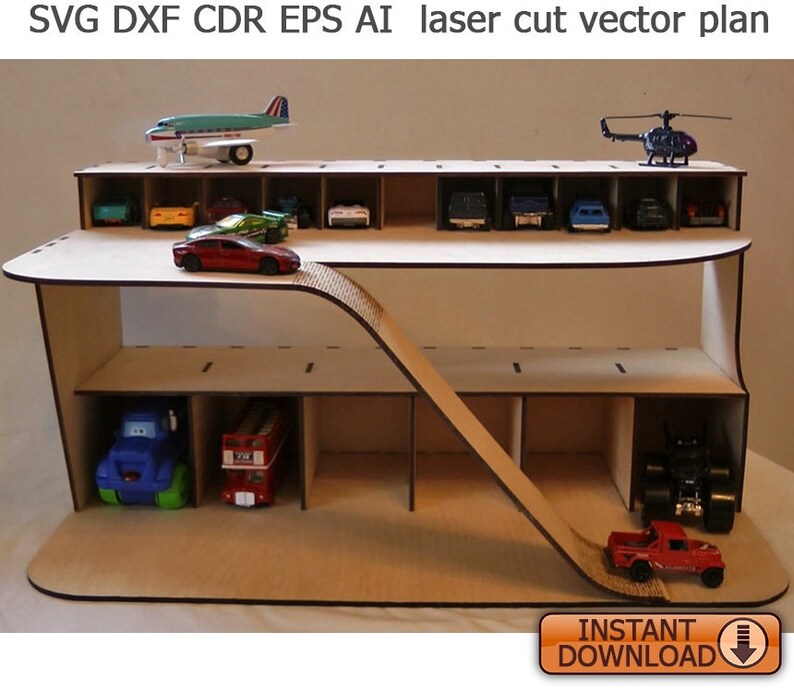 Wooden Toy Garage Cars Parking. Laser Cut Files SVG DXF Etsy