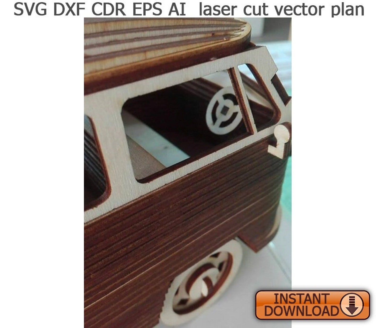 Car Vw Camper Van. Laser Cut Files SVG DXF CDR Vector Plans | Etsy