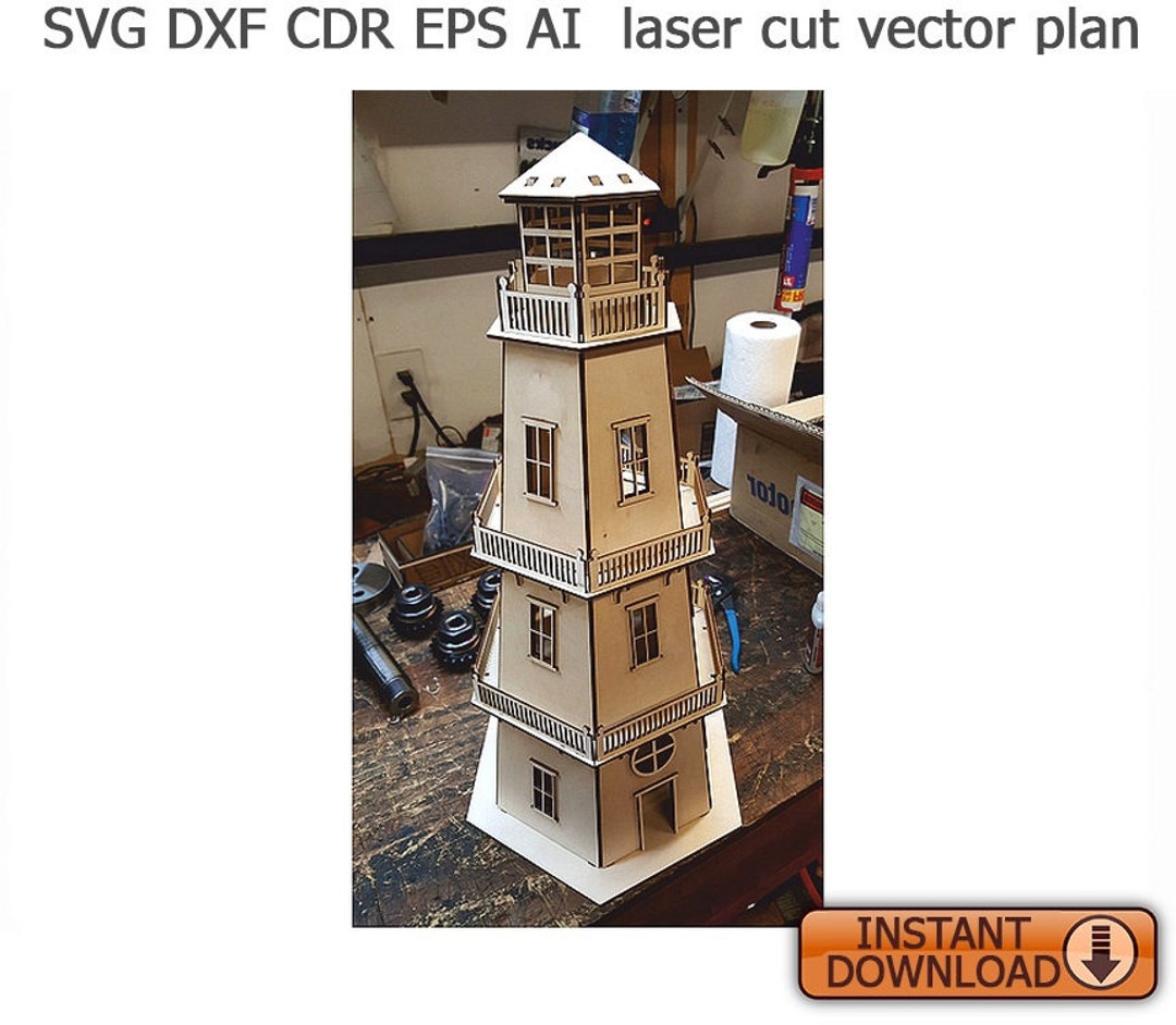 Lighthouse. Laser Cut Files SVG, DXF, CDR Vector Plans, Cnc Pattern