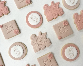 Personalised Baby in bloom Biscuits | Baby Shower | Cookies | Floral