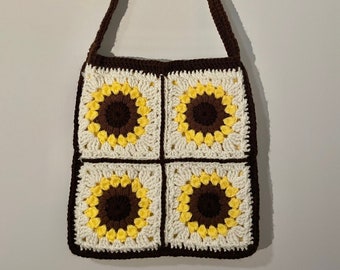 Summer Bag Crochet Sunflower Tote Bag Purse With Lining