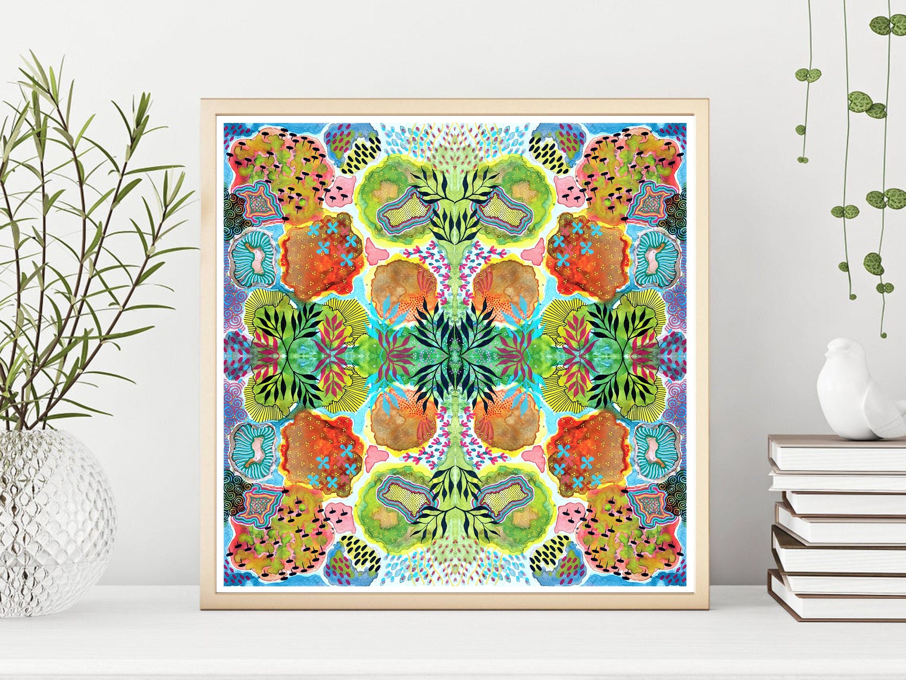 Pressed Flower Wall Art Colorful Abstract Flower Art Bright 