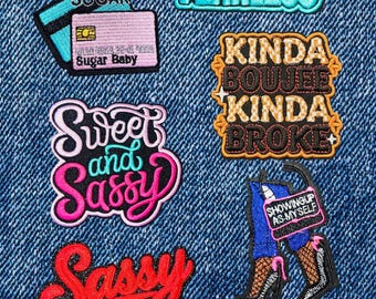 Sassy Embroidered Iron On Patches | Baddie Y2K Streetwear