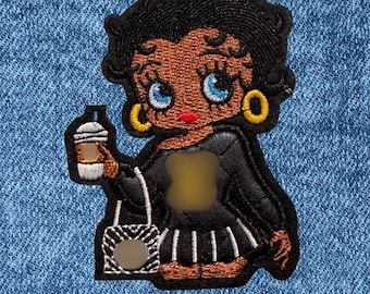 Bougie Boop Embroidered Patch: Y2K Iron-On Applique