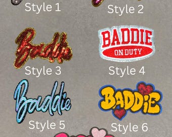 Baddie Iron On Patch | Sequin & Glitter Chenille Applique