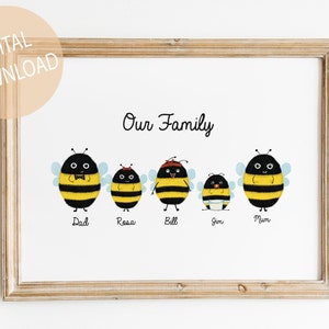 Personalised Family Gift, Bees Family Tree, Bee print, Bee,Bees, Gift for Baby, Christmas Family Gift, Bee Family Tree, DIGITAL DOWNLOAD