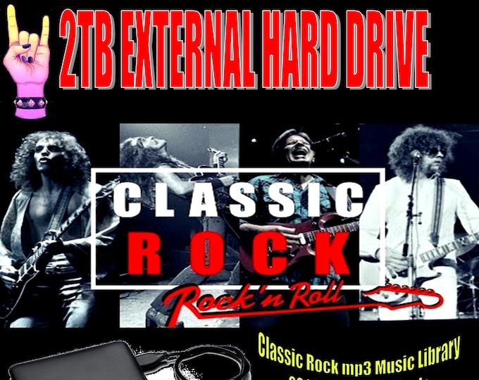 2TB External Hard Drive - Classic Rock MP3 Music Library - All Bands Discography Up To 2023