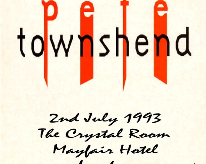 Pete Townshend " Live Acoustic At The Crystal Room London 1993 " dvd
