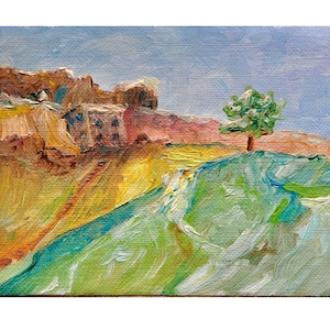 Original oil painting Landscape, Vintage, Expression in mountainous terrain