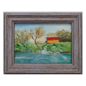 day gifts ideas, landscape, Original Oil painting Vintage, landscape, Ukrainian artist, One of a Kind