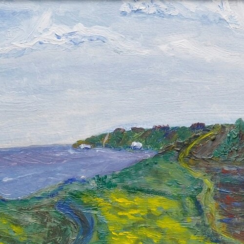 Original oil shops painting, Ukrainian artist M. Trubnikov, Landscape, Seascape, Vintage Painting, European fine art, One of a kind