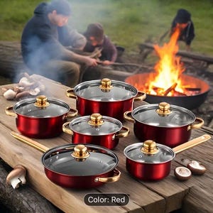 12pcs stainless steel pan set, non-stick pan set, heat resistant, frying pan, pan, saucepan, versatile, stylish, durable, suitable for i
