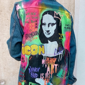 Hand-Painted Graffiti Denim Jacket: Custom Wearable Art