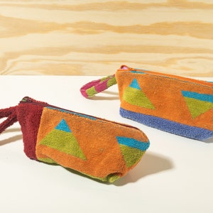 Upcycled Frottee Tuch Handtuch Reißverschlusstasche Tasche mit Handgelenk