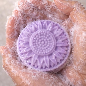 Lavender Rice Water Shampoo Bar - Natural Solid Shampoo for Sensitive Scalp | Sulfate Free Hair Growth Support | Handmade Gentle Cleanse