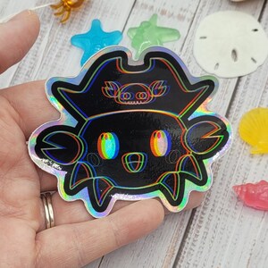 Chromatic Holographic Pirate Crab vinyl sticker, cute anime chibi, stickers - 3&quot;,
