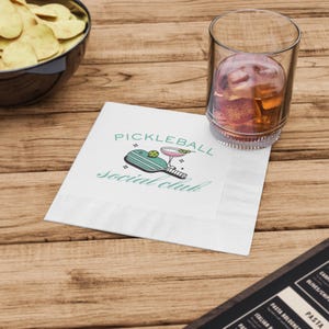 Pickleball Social Club Cocktail Napkins - Pickleball Party Napkins, Play Pickleball, Fun Pickleball Party Decor, Party Supplies