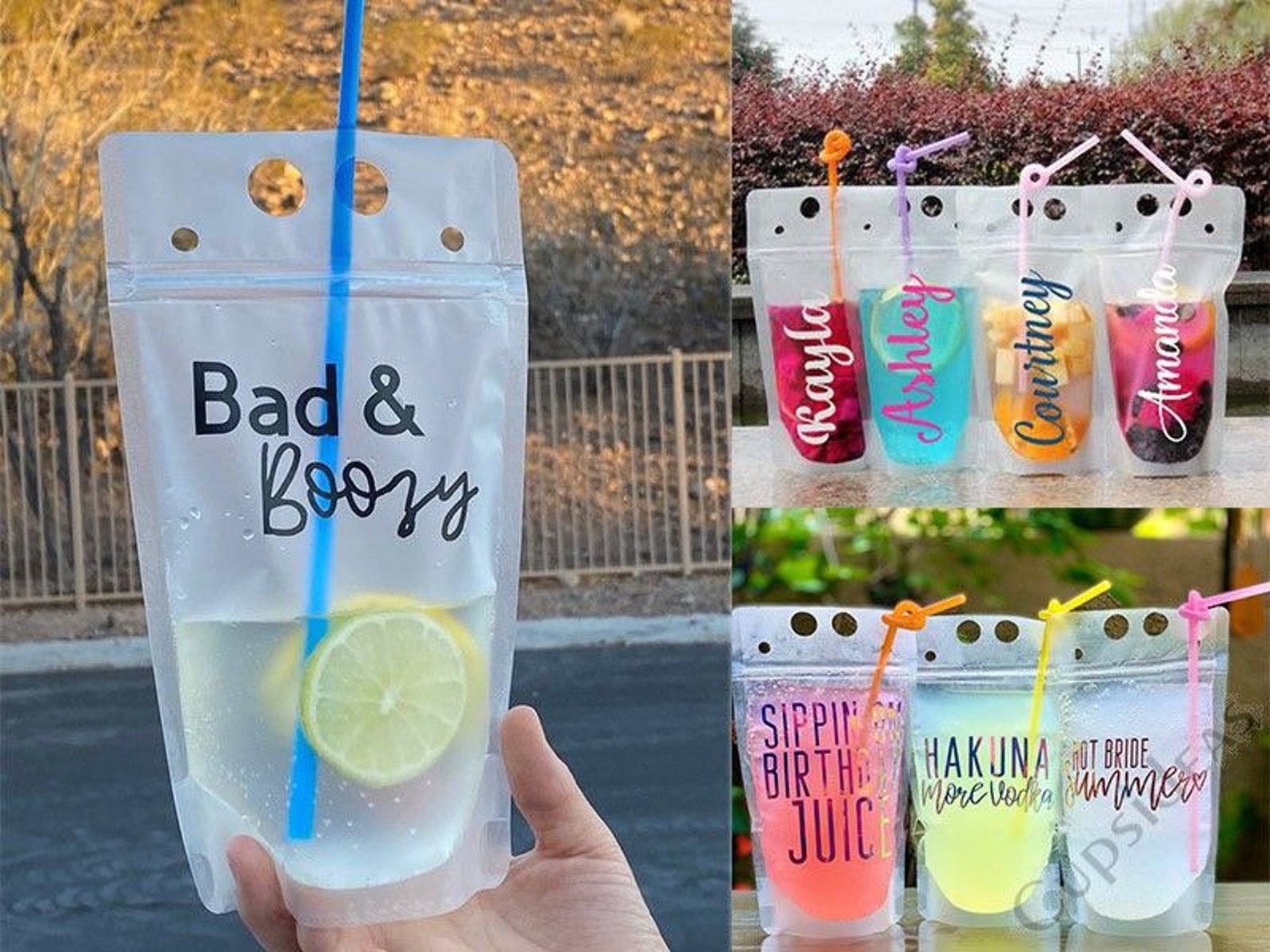 Reusable/sealable Drink pouches with straw Etsy