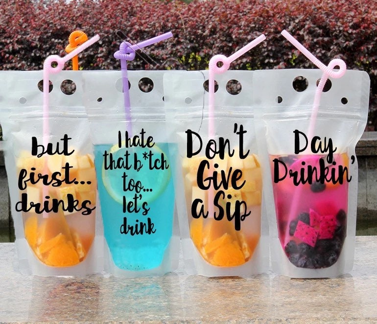 Reusable/sealable Drink pouches with straw Etsy