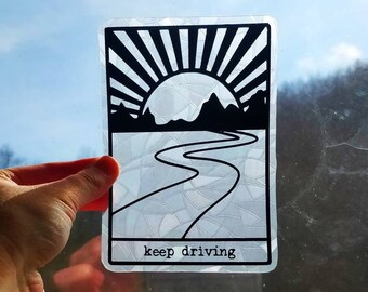 Suncatcher: Keep Driving, Tarot Card, Suncatcher, Suncatcherdecal, Suncatchersticker, Rainbowmaker, Suncatcher, Windowdecal, Windowsticker