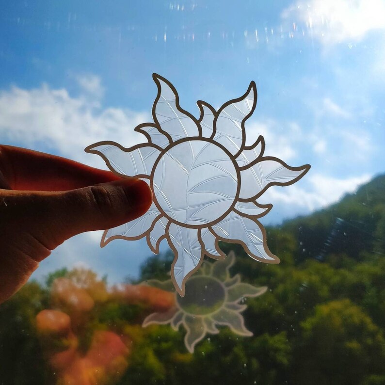Sonnenfänger: Sonne, Suncatcher, Fenstersticker, Vinylsticker, Fensterdekoration, Regenbogenmacher, Geschenk für Kind, Einweihungsfeier