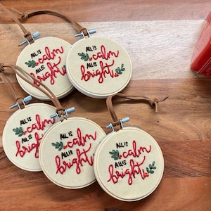 3 inch Christmas ornaments | hand embroidered decor | holiday ornaments