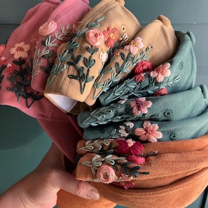 Hand embroidered suede baseball hats | floral baseball hat | everyday hat