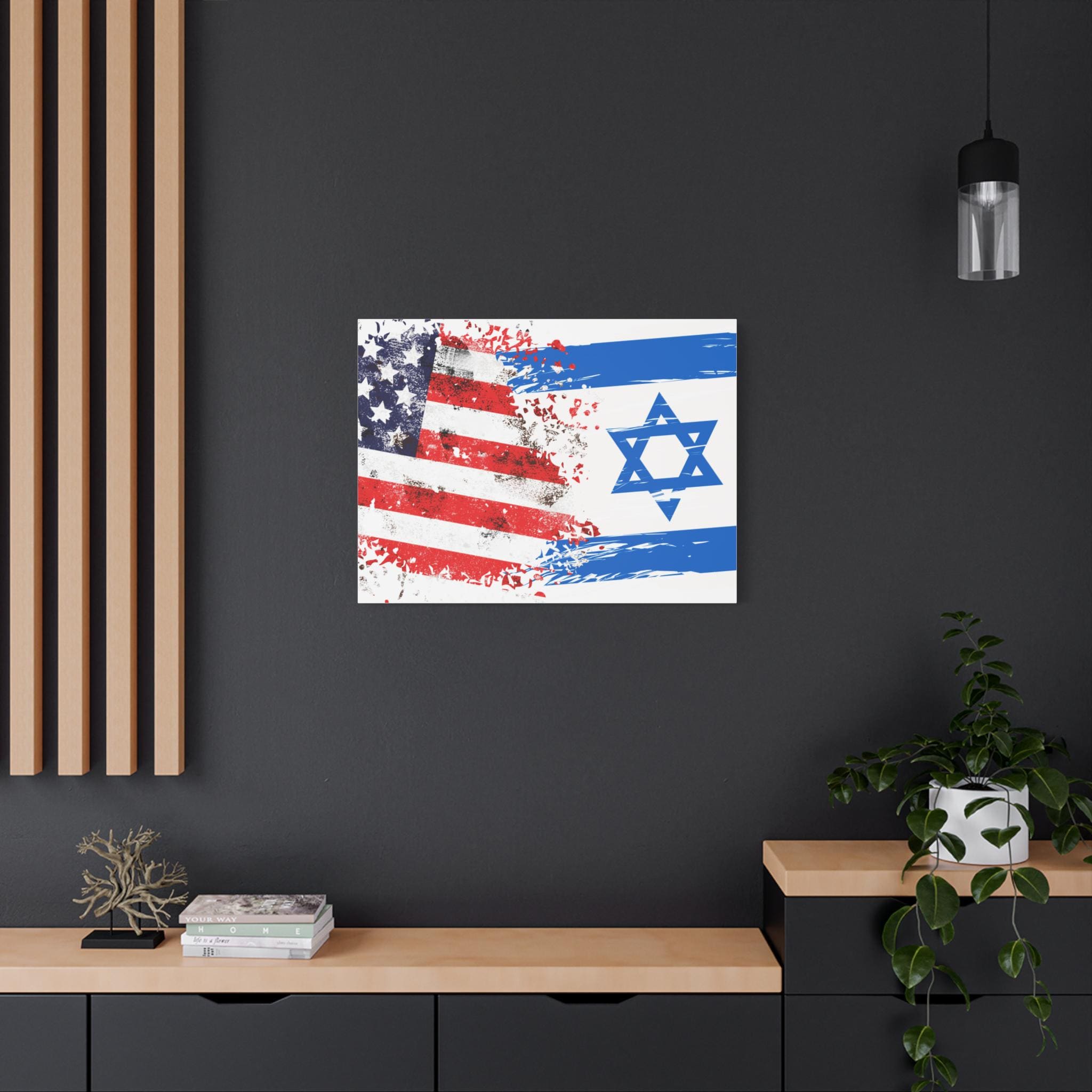 American & Israel Flag Together, Star of David ISRAEL Wall ART, We Win Fourth of July Canvas Art