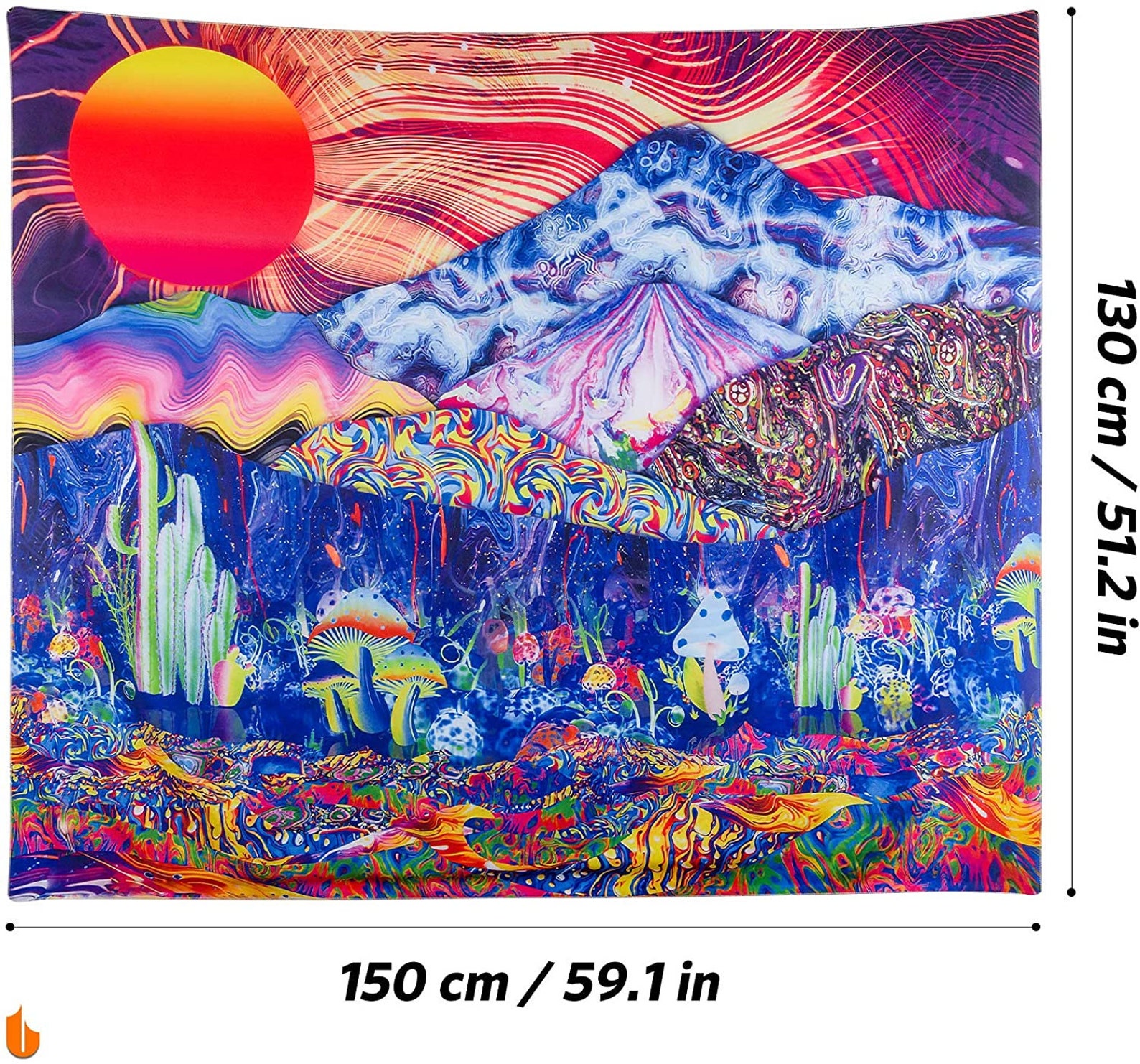 Psychedelic Trippy Tapestry Colorful Mountain Landscape Wall Etsy