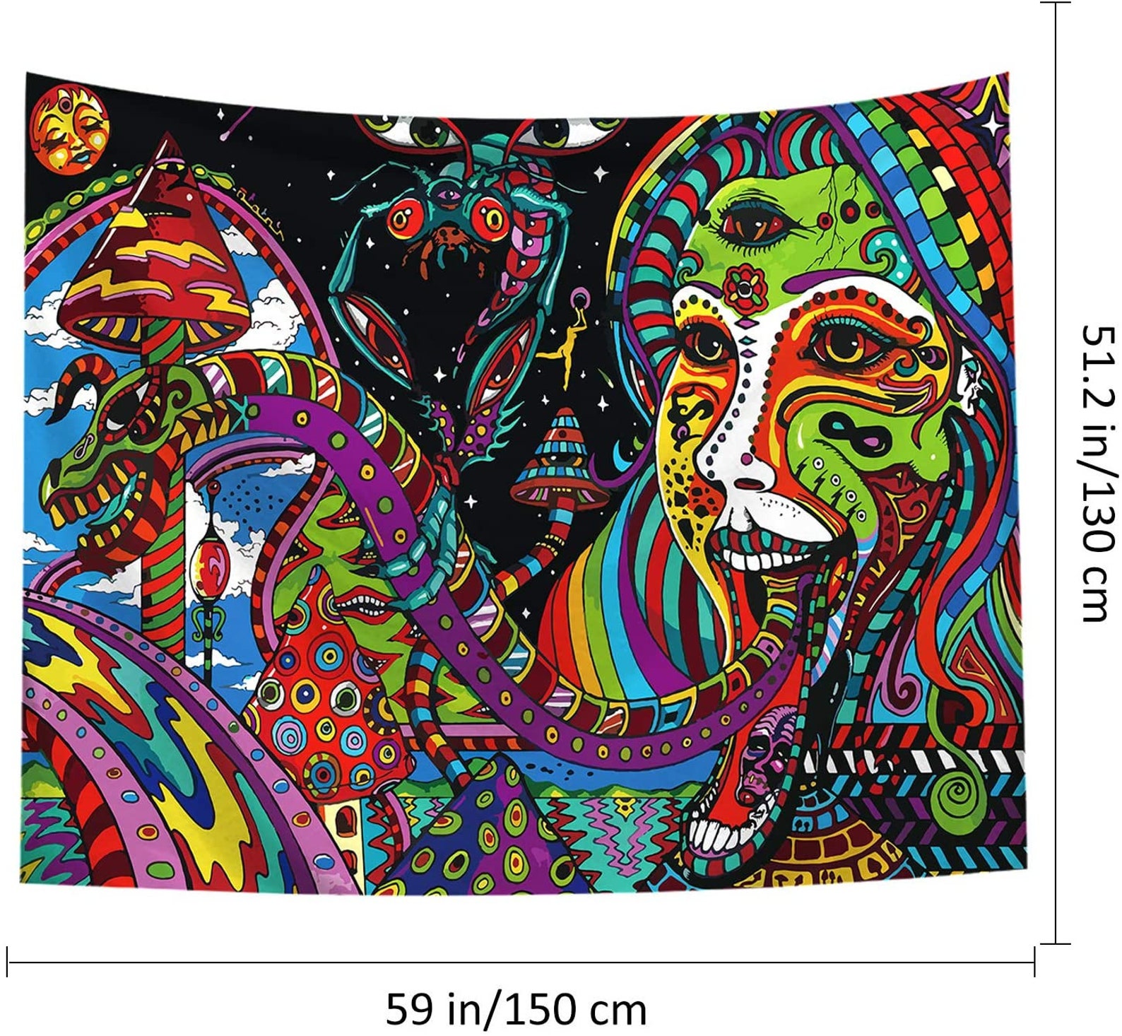 Trippy Tapestry Abstract Hippie Tapestry Wall Hanging Etsy