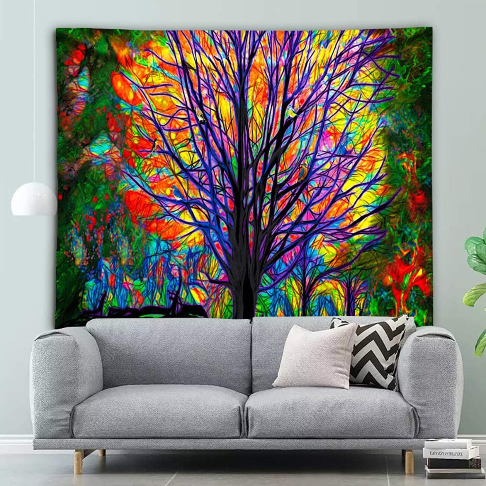 Colorful Tree Tapestry Wall Hanging Tree of Life Tapestries Etsy