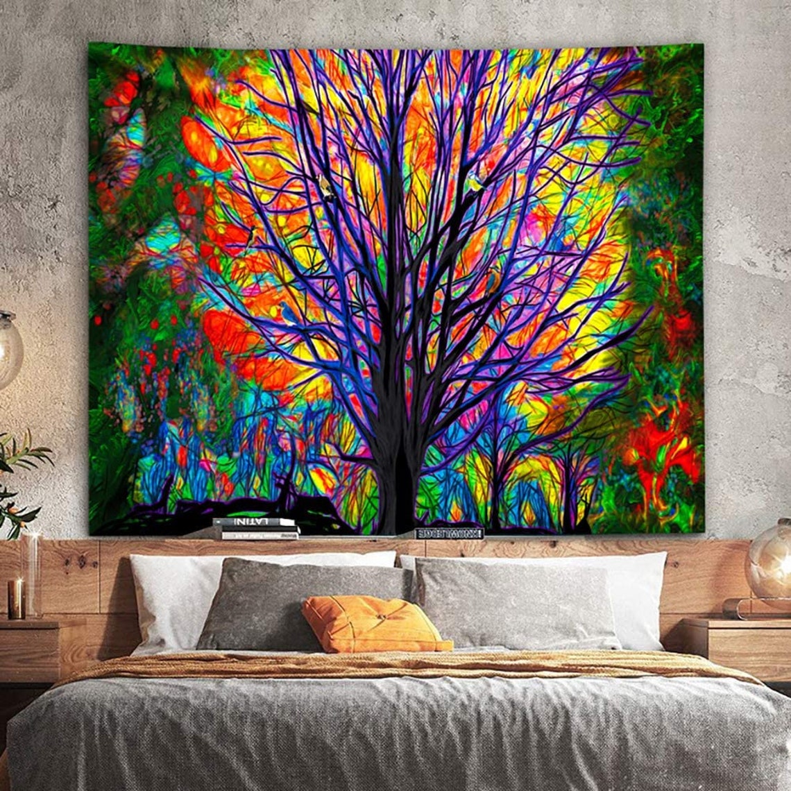 Colorful Tree Tapestry Wall Hanging Tree of Life Tapestries Etsy