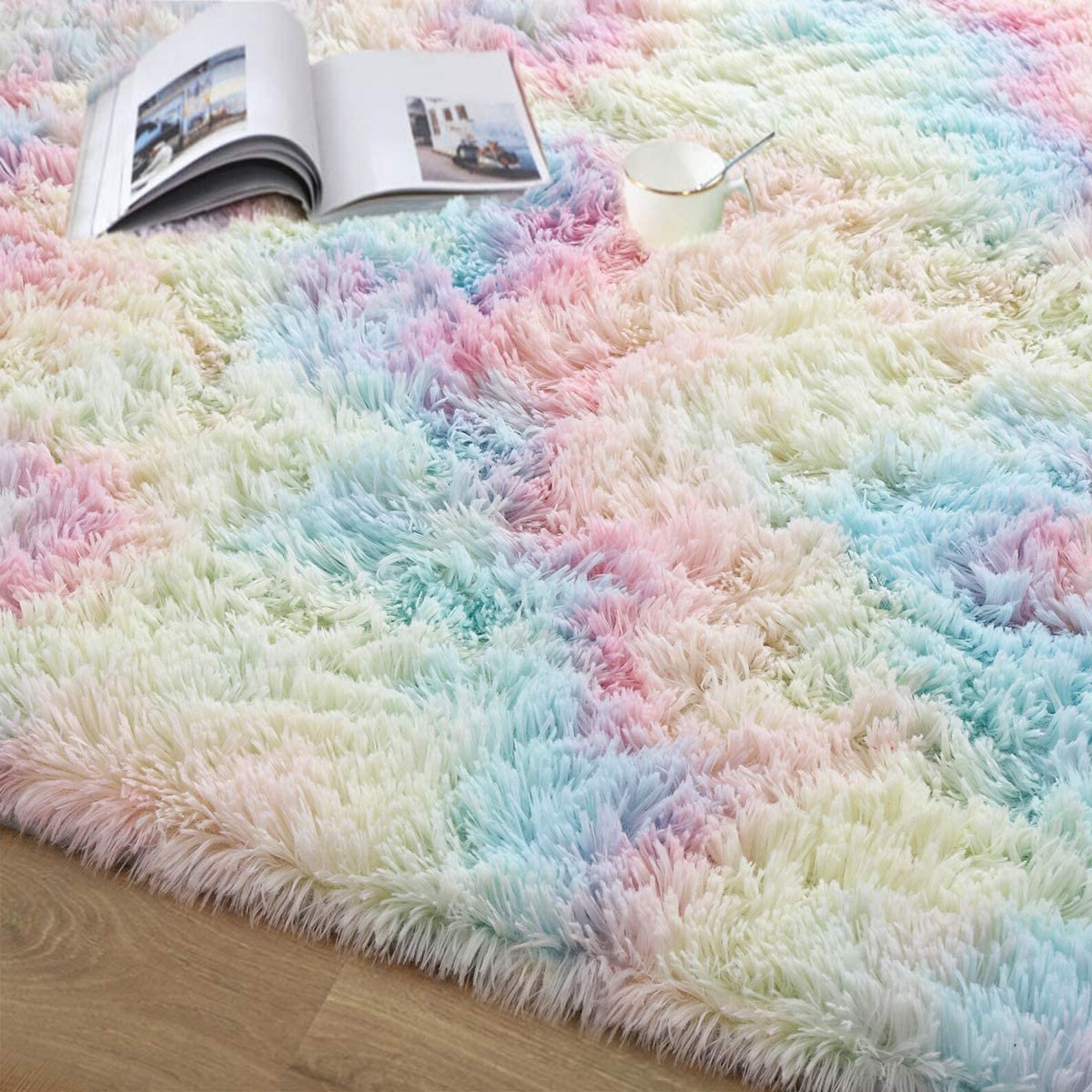 Soft Rainbow Area Rugs Fluffy Colorful Rugs Cute Floor Etsy